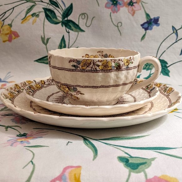 Charming antique Spode Copeland Buttercup trio cup / saucer / bread butter plate - Picture 10 of 10